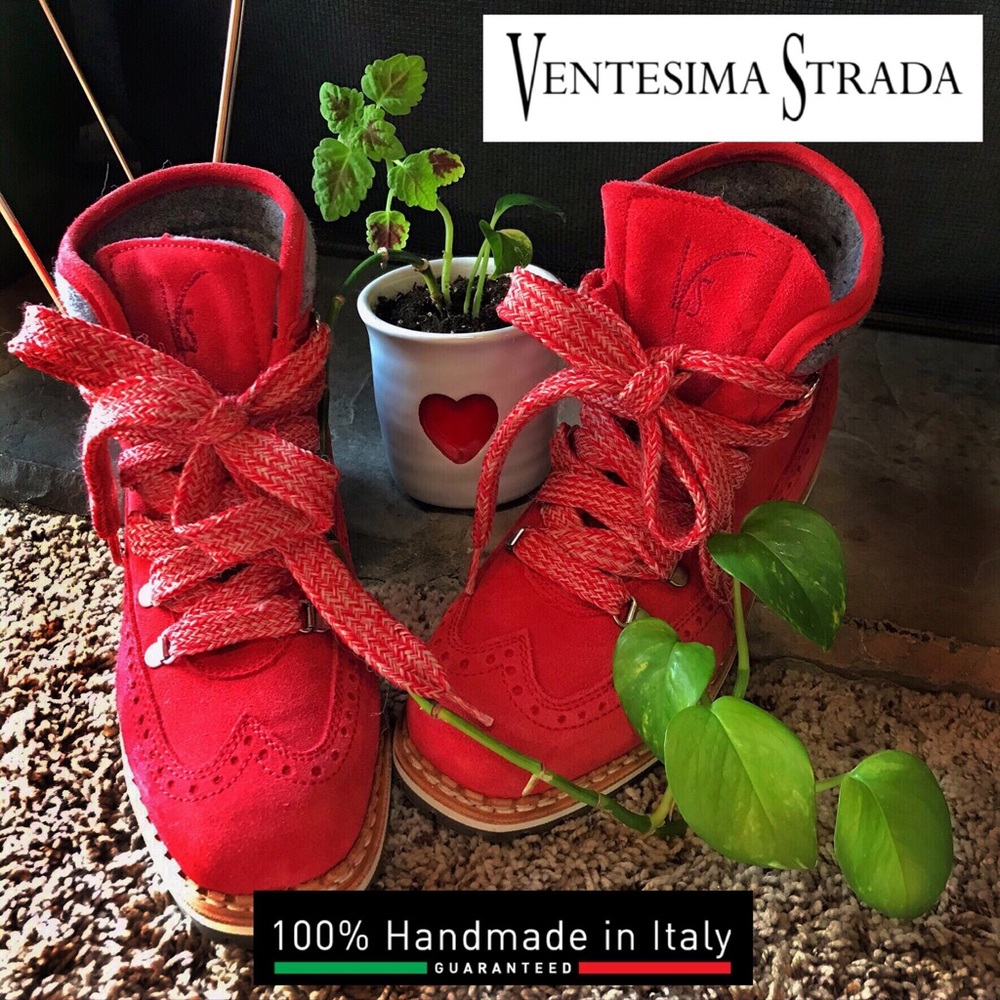 🦄 Ventesima Strada Escoma Red Suede hiker Boots